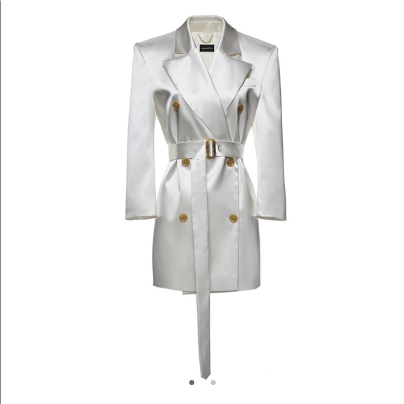 white silk blazer dress